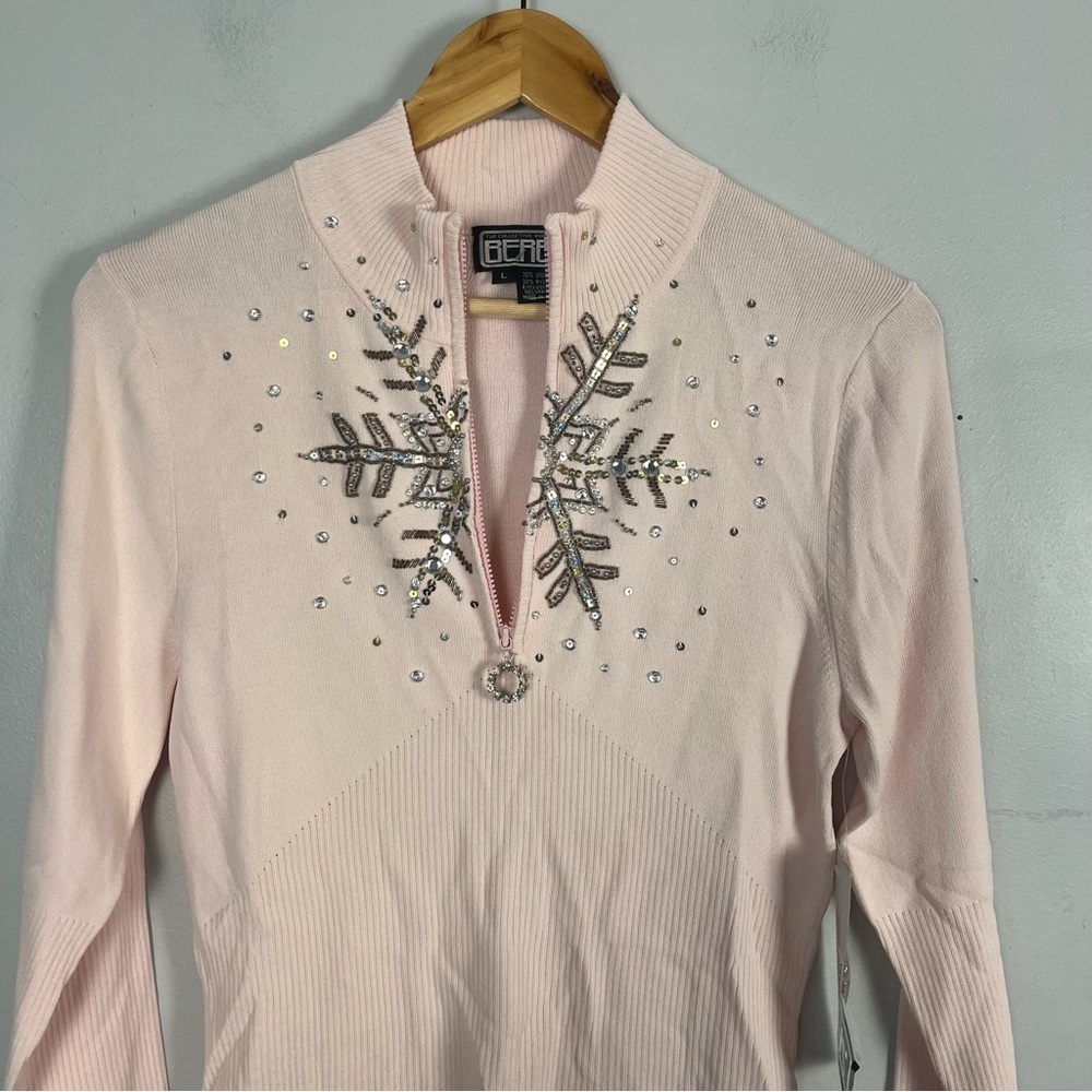 Vintage The collective works of Berek 2 pink sequin snowflake sweater size large - Picture 4 of 6